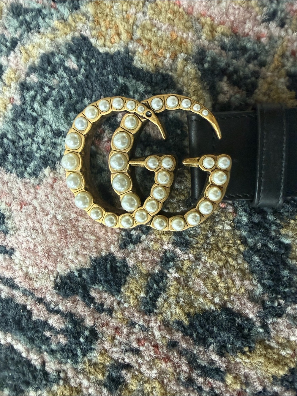 Gucci Pearl Marmont Belt - Black/Gold (Authentic)